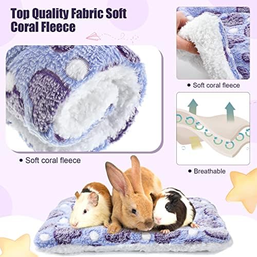 Jetec 3 Pcs Guinea Pig Beds, Fleece Small Animal Mats, Heart, Purple