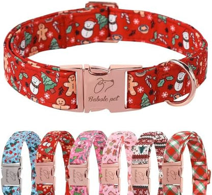 Christmas Dog Collar for Large Dogs - Design Cute Winter Holiday Collars Adjustable Red Christmas Pet Metal Buckle Collar for Puppy Girl Boy Female Dogs XL