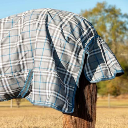 Jeffers Poplar Head Refuge 1200D, Hamilton Blue & Slate Plaid, 84" - Turnout Blanket, Waterproof, 240g Polyfill, Adjustable Chest, Belly Surcingles, Hind Leg Straps, Tail Flap, Horse Blanket