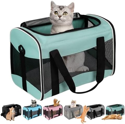 Cat Dog Carriers Soft-Sided Pet Carrier Large Cats for Medium Big Cat Small Dog Puppy up to 16lbs TSA Airline Approved Animal Collapsible Cat Carrier Carriers Travel Carrier Cat Bag (17x11x11)