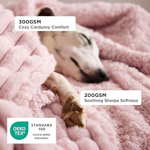 Bedsure ComfyFleece™ Waterproof Dog Blankets for Large Dogs,50x60