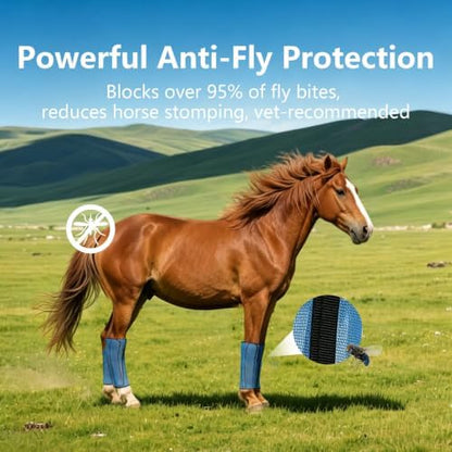 Horse Fly Boots,Fly Boots for Horses Set,Reduce Stomping (Black)