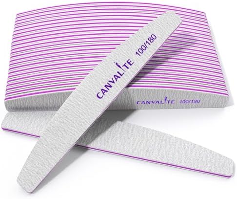 Canvalite 25 PCS Nail File Professional Nail Files Reusable Double Sided Emery Board(100/180 Grit) Nail Styling Tools for Home and Salon Use