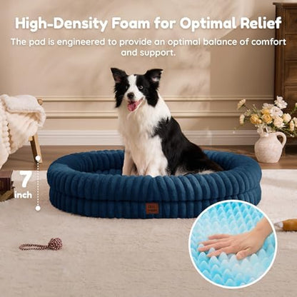 ChiXnuggle Orthopedic Dog Bed, Washable Cover, Faux Fur Bolster Pet Couch