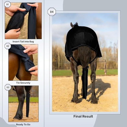 RESISTANCE Spandex Horse Tail Bag Only for Horses - 23"x10" Ties, Nylon Material - to Keep The Horse Tail Clean and Protected - Pink (Pack of 1)