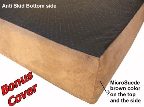 Dogbed4less Orthopedic Gel Memory Foam Pet Dog Bed, Waterproof Liner with External Microsuede Cover and Bonus Antislip Cover (Microsuede Espresso, 55"X37"X4" Inches)