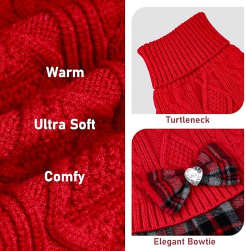 KYEESE Dog Sweater Dress for Small Dogs Turtleneck Thick Knit Pullover