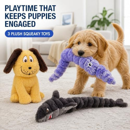 9-Piece Puppy Starter Kit with Squeaky Toys and Grooming Tools, Gift Basket