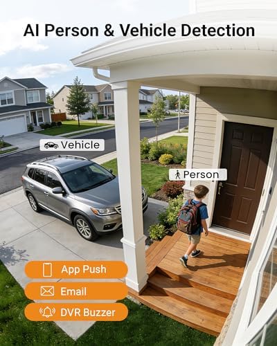 Anlapus 5MP Security Camera System, 4X 2MP Pan/Tilt Audio Cams, No HDD