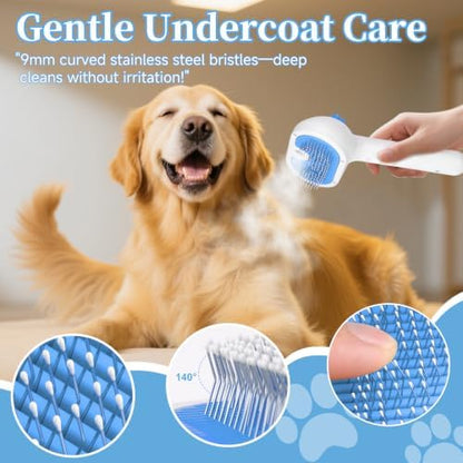 Pet Steam Brush for Dog, cat brushes for indoor cats - 2 Waterless Shampoo