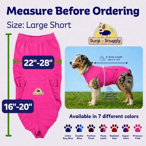 Surgi Snuggly Dog Surgery Recovery Suit, Cone Alternative, Spay/Neuter LS