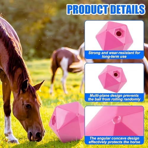 Seenelling 1 Pack Horse Treat Ball, 9" Feeder Toy for Horses, Pink