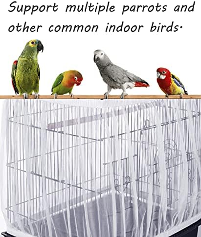 Tamu style Bird Cage Seed Catcher, Stretchy Mesh Skirt, 55-100 inch, White