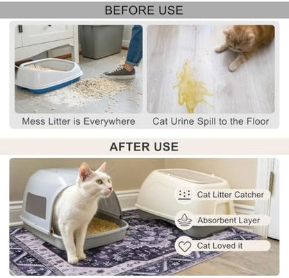 BEAUTYZOO Cat Litter Mat, 28" x 36" Large Litter Trapping Mat, Waterproof