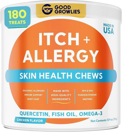 Dog Allergy Relief Chews - Anti-Itch Skin & Coat Supplement with Omega 3