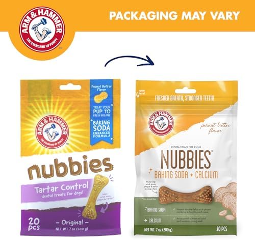 Arm & Hammer Nubbies Dental Treats for Dogs, Peanut Butter, 20 Count, 24-Pk