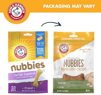 Arm & Hammer Nubbies Dental Treats for Dogs, Peanut Butter, 20 Count, 4-Pk