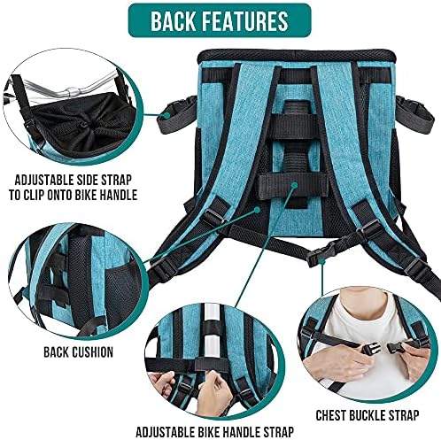 PetAmi Dog Bike Basket, Soft-Sided Ventilated Pet Carrier Backpack, Blue