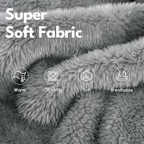 Fuzzy Dog Hoodie Sweater for Large Dogs Warm Winter Dog Clothes with Double-Sided Plush Fleece Soft Stretchy Pet Coats Hooded Sweatshirt for Medium Large Dogs
