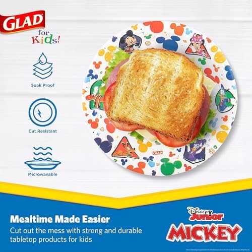 Glad for Kids Disney Mickey and Friends Paper Plates, 8.5 in, 40 Ct, 2-Pack