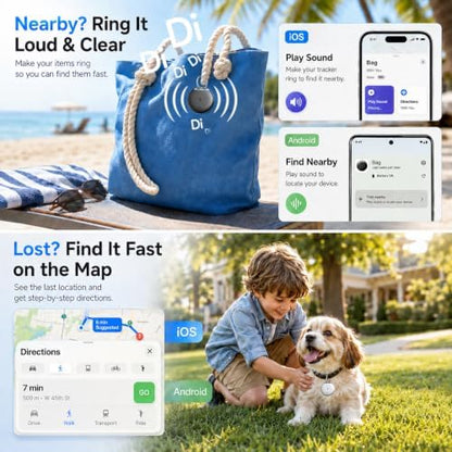 Air Tags for Android, Air Tags-4 Pack Work Compatible with Apple Find My & Google's Find Hub, Smart Tag Item Finders IP68 Waterproof Replaceable Battery for Wallet, Luggage, Backpack, Keys (2026 New)