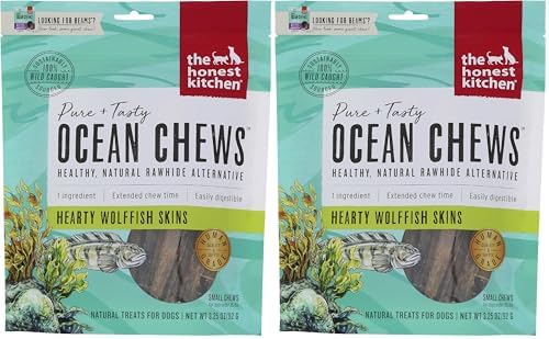 The Honest Kitchen Human Grade Ocean Chews™ Hearty Wolffish Skins Dog Treats,3.25 oz (Beams™),(Pack of 2)