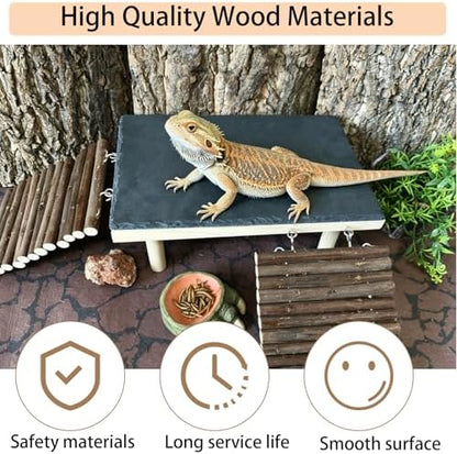 Bearded Dragon Basking Platform Reptile Hide Climbing Tank Accessories