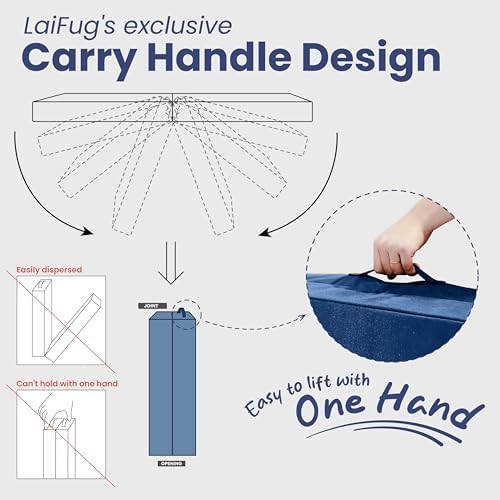 Laifug Foldable Waterproof Dog Bed for Large Dogs - Outdoor Orthopedic Dog Bed with Washable Removable Cover, Pet Mattress with Handles, Navy Blue, (44 x 32 x 3.5 inches)