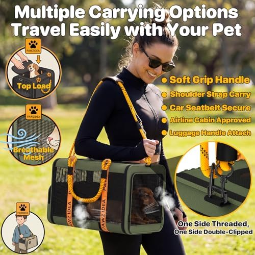 PAWZIDEA Expandable Pet Carrier for Small Cats & Dogs, TSA Airline Approved