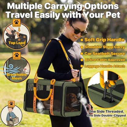 PAWZIDEA Expandable Pet Carrier for Small Cats & Dogs, TSA Airline Approved