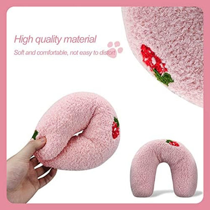 Andiker Pillows for Cats, U Shape Soft Fluffy Kitten Pillow to Lay On Cat Bed Pillow Ultra Soft Pet Pillow for Cat Fluffy Cats Pillows for Indoor Cats and Puppies to Improve Sleep Quality(Pink)