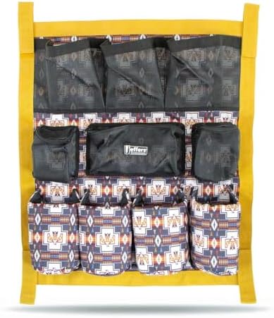 Jeffers Expression Trailer Door Horse Grooming Caddy, Easy Hang Portable Equestrian Organizer, Mesh Pockets, Zippered Compartment, Padded Pockets for Brushes, Water Bottle, Accessories - Thunderbird