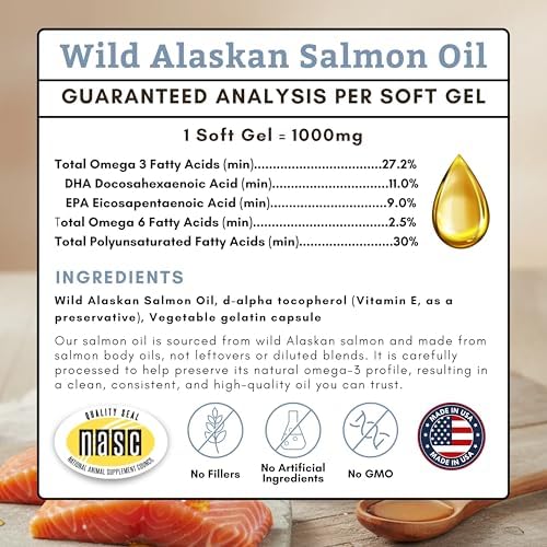 Wild Alaskan Salmon Oil for Dogs and Cats, 500 Softgels