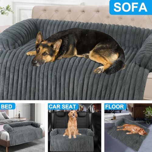 Luxurious Dog Couch Bed, Dog Couch Cover, Couch Protector for Dogs(Grey,XL)