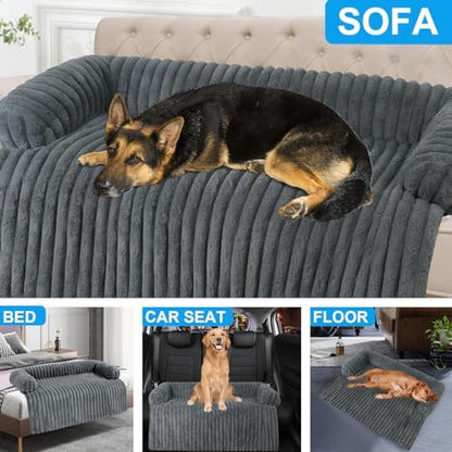 Luxurious Dog Couch Bed, Dog Couch Cover, Couch Protector for Dogs(Grey,XL)