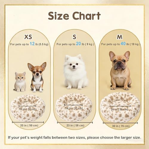 Avont Donut Dog Bed, Calming Round Pet Bed for Small & Medium Dogs, Cats