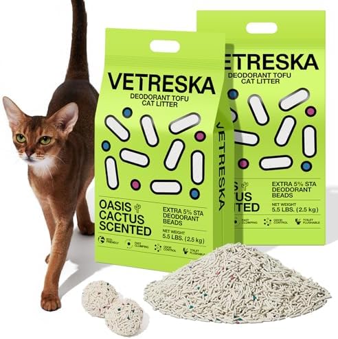 VETRESKA Tofu Cat Litter,Odor Control, Cactus 5.5lb×2bags