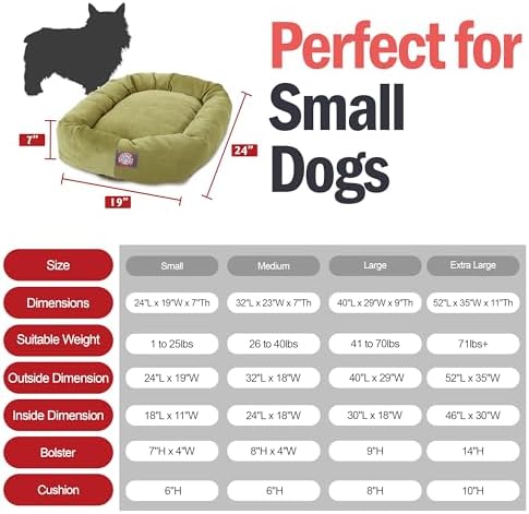 Majestic Pet Micro Velvet Dog Bed, 24 Inch Small, Round, Washable, Apple
