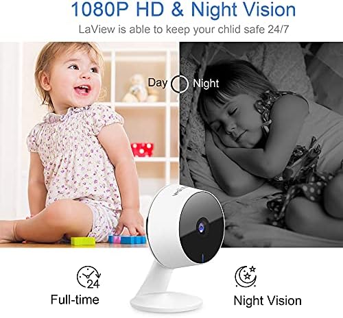 LaView Security Cameras 4pcs, Home Security Camera Indoor 1080P, Wi-Fi Cameras Wired for Pet, Motion Detection, Two-Way Audio, Night Vision, Phone App, Works with Alexa, iOS & Android & Web Access