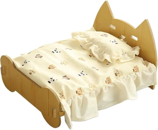 Wooden Pet Bed All Season Detachable Solid Wood Litter Suitable for Cats and Dogs Sturdy(4,Medium)