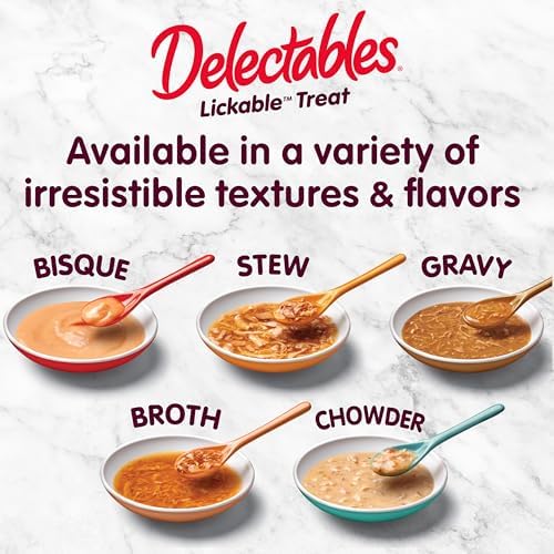 Delectables Lickable Treat Chowder Wet Cat Treat with Real Tuna & Whitefish, Food Topper, Hydrating, Grain-Free, No Fillers, By-Products, Added Preservatives, 1.4oz Pouch, 12ct