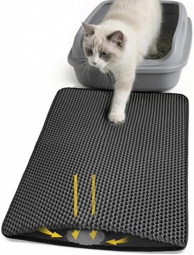 Cat Litter Mat 24x15 Inches, Honeycomb Double Layer Litter Trapping Mat, Waterproof Leakproof Urine Proof Cat Litter Box Mat for Cat Litter Box Area, Floor, Kitty Litter Rug