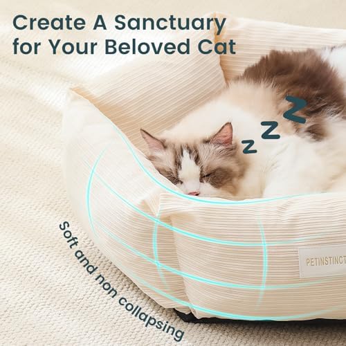 Cat Bed, 22 Inch Donut Pet Bed for Cats & Small Dogs, White