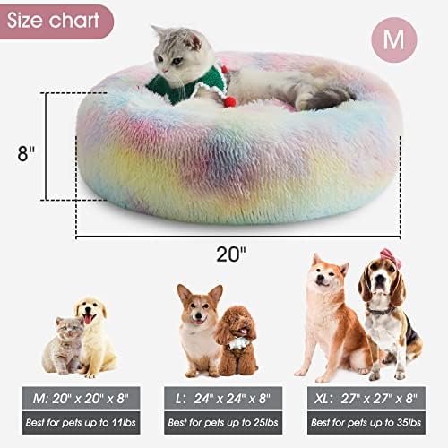 Western Home Calming Donut Cat Bed Small Dog Bed Washable,20" Rainbow