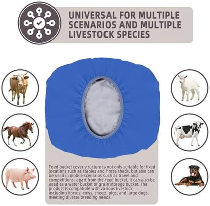 2-5 Gallon Horse Bucket Cover, Waterproof Horse Feed Bucket Cover, Lightweight and Easy to Use (Excluding Bucket, Blue)
