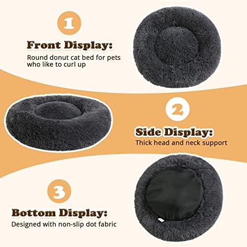JOLLYVOGUE Dog Bed, Calming Anti-Anxiety Large Dog Bed, Fluffy Donut Cushion for Medium and Large Pets (31")