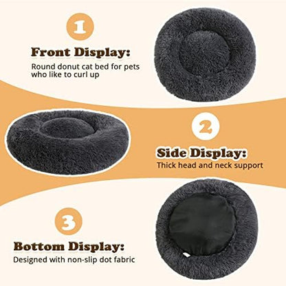 JOLLYVOGUE Dog Bed, Calming Anti-Anxiety Large Dog Bed, Fluffy Donut Cushion for Medium and Large Pets (31")