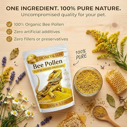Organic Bee Pollen Powder for Bearded Dragons – HONEY&SUN 4oz Reptile Food