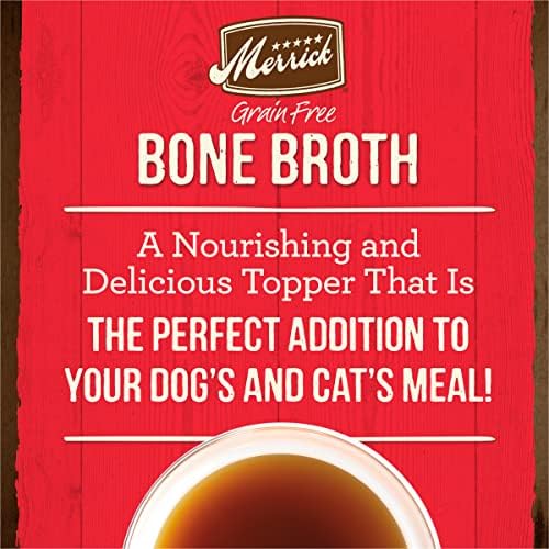 Merrick Grain Free Bone Broth, Premium Human Grade and Gluten Free Dog and Cat Food Topper Pouches, Beef - 7 oz. Pouch (Pack of 4)