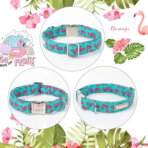 Summer Dog Collar, Cool Flamingo Float Pet Collar with Metal Buckle, Durable Adjustable Designer Dog Collars for Small Medium Large Dogs XS